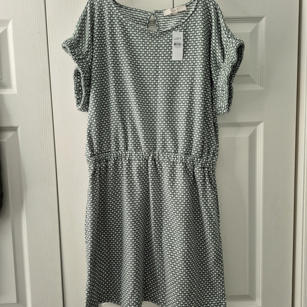 LOFT Green Patterned Dress